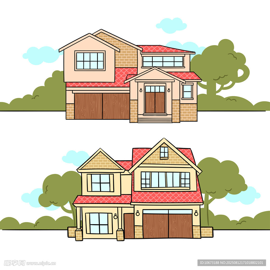 两栋风格各异的温馨住宅