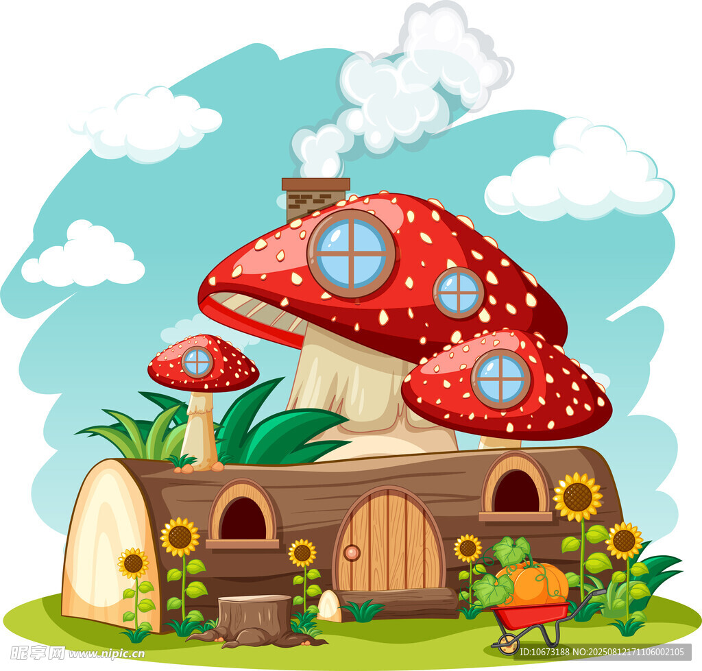 蘑菇造型的童话小屋