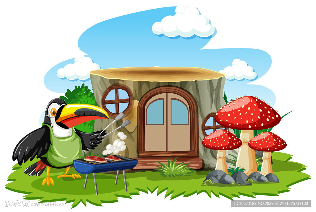 森林中的小屋与奇妙动物