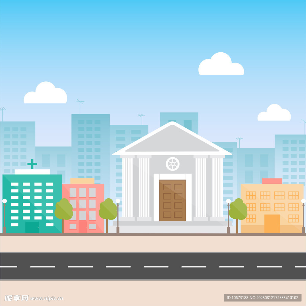 城市中的银行建筑景观