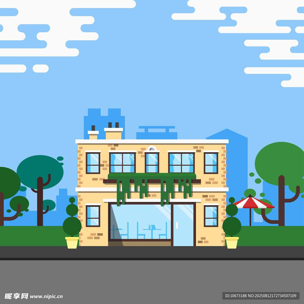 城市中的精美两层建筑
