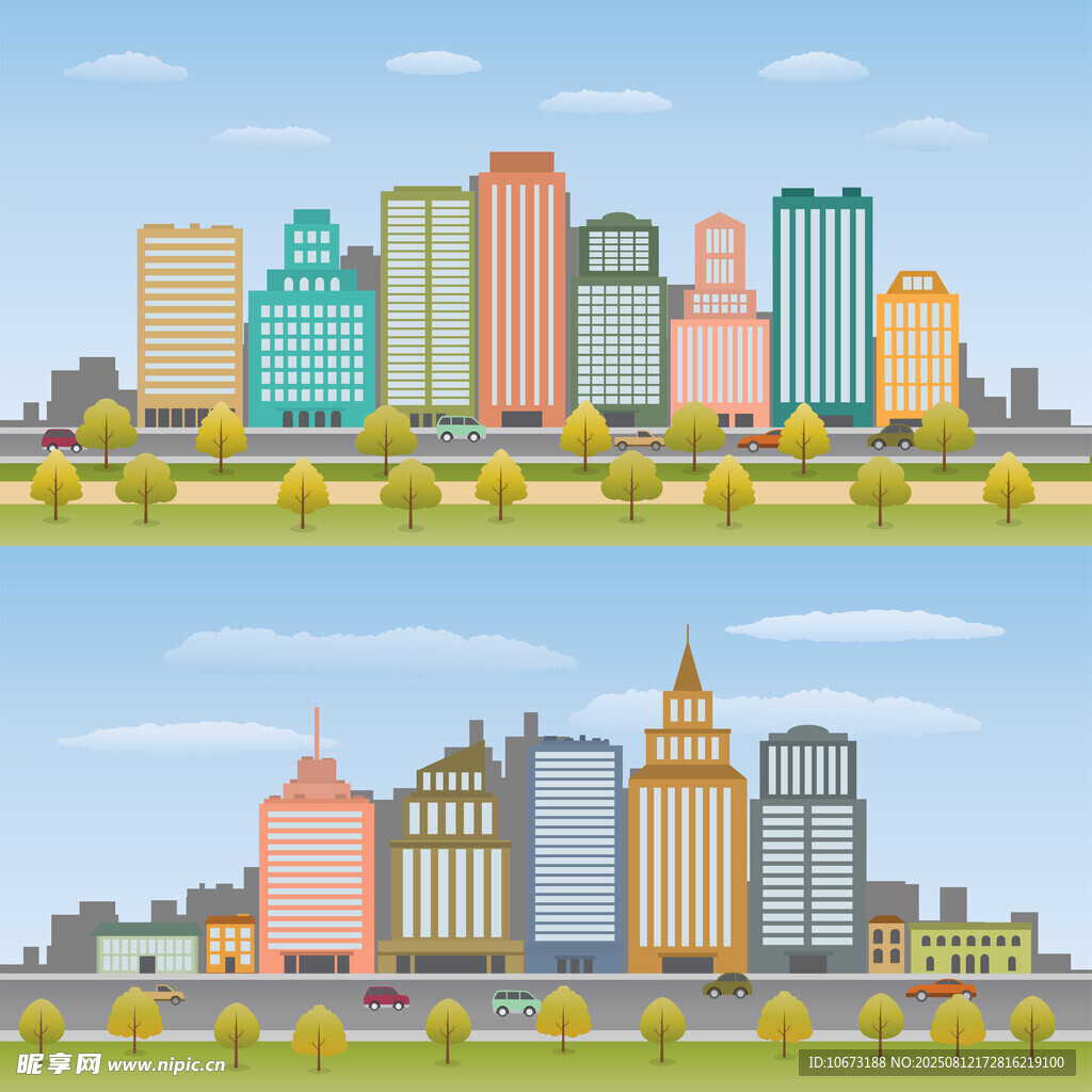 城市天际线景观对比图