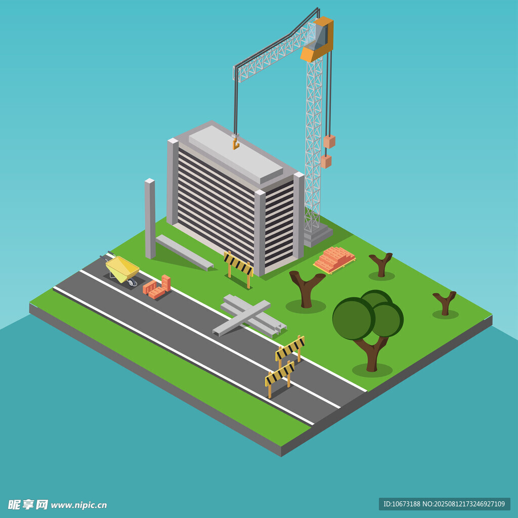 城市建筑施工场景图示