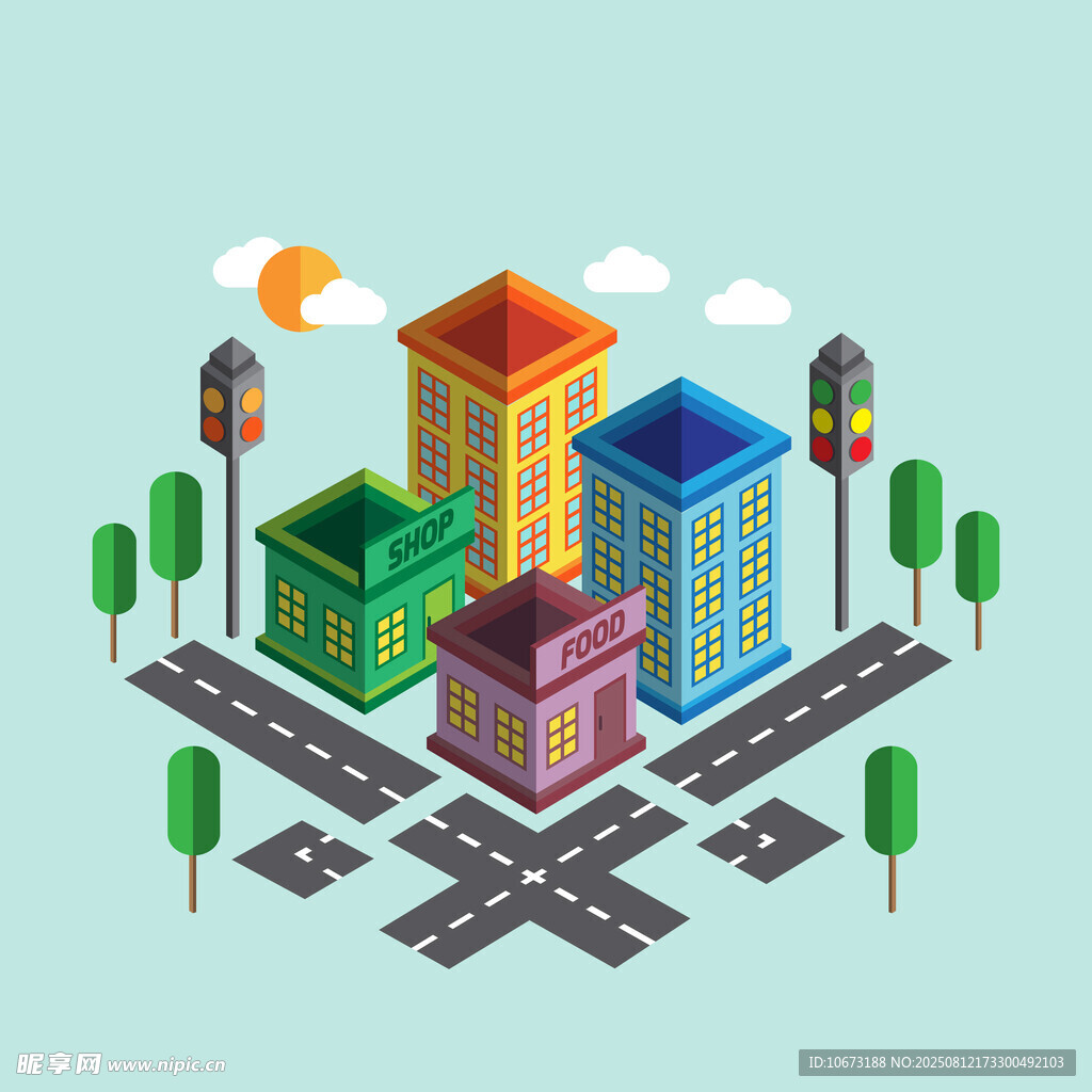 多彩立体城市建筑景观