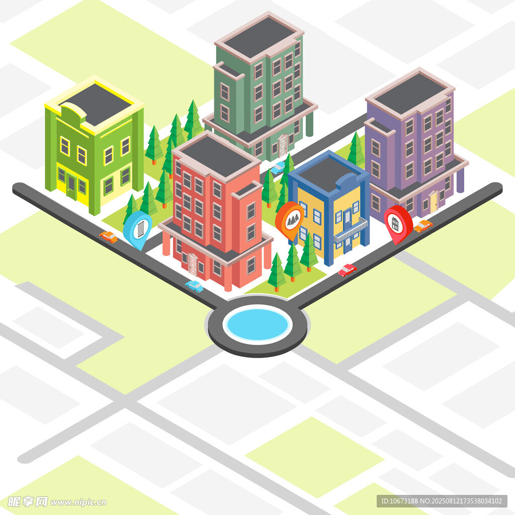 多彩城市街区景观