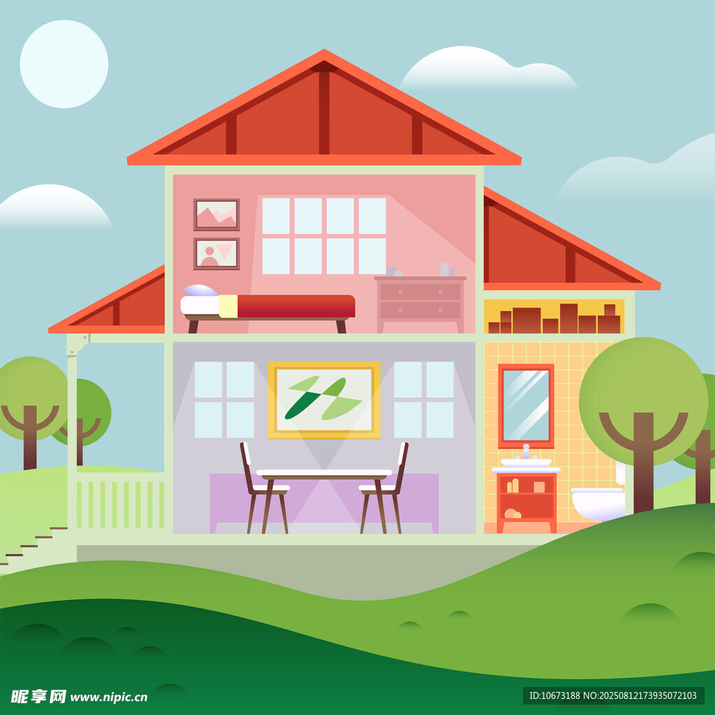 温馨两层小屋户外休闲区