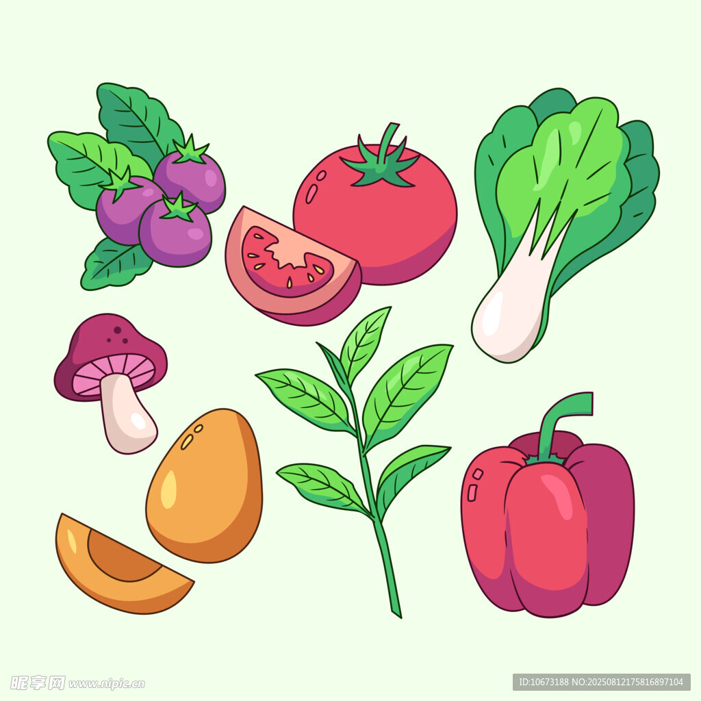 多彩新鲜蔬菜和水果组合