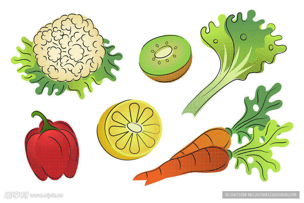 多彩新鲜蔬菜与水果组合
