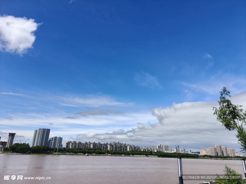 江边城市风光美景