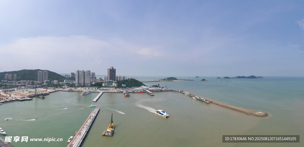 广东珠海港游轮码头全景长片