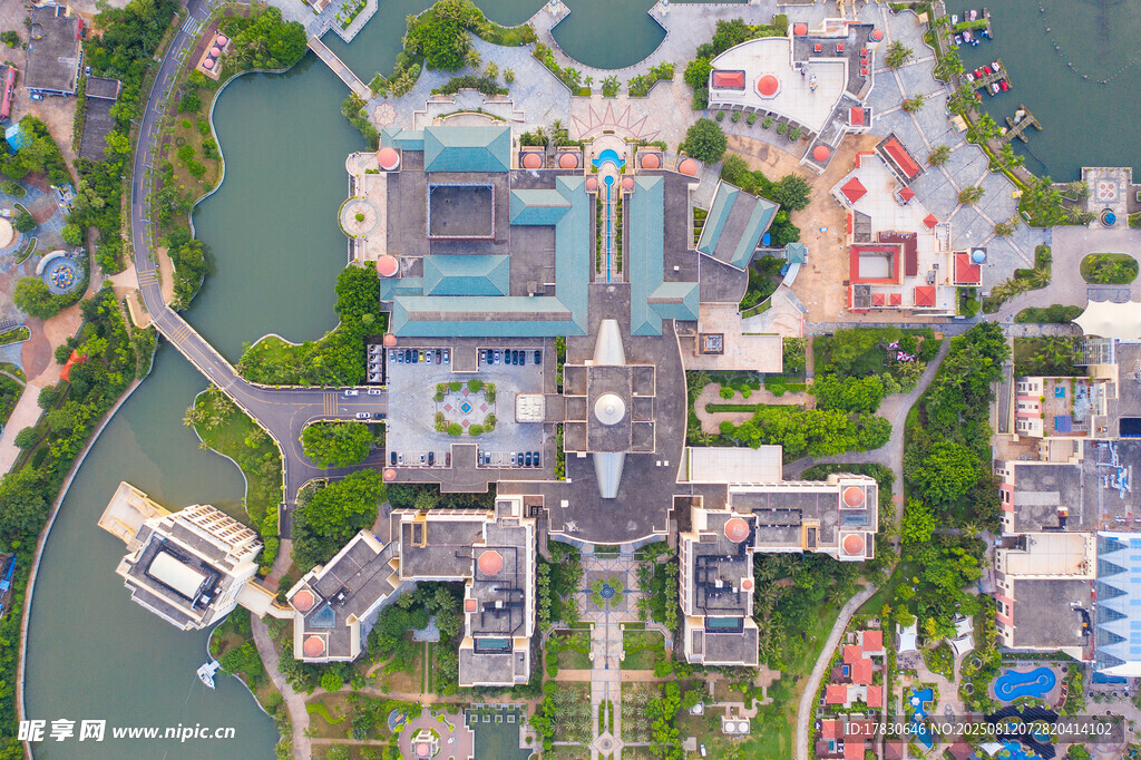 航拍广东珠海海泉湾酒店全景
