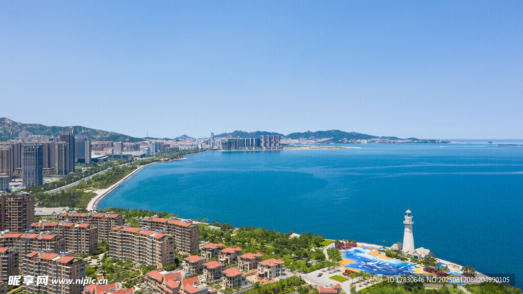 威海城市海边风光航拍