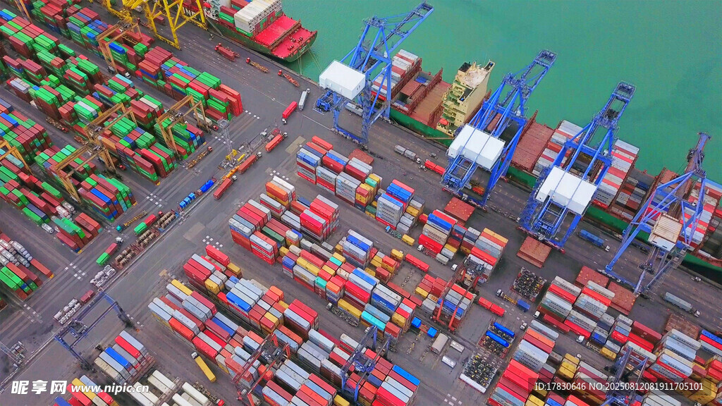港口集装箱俯瞰场景