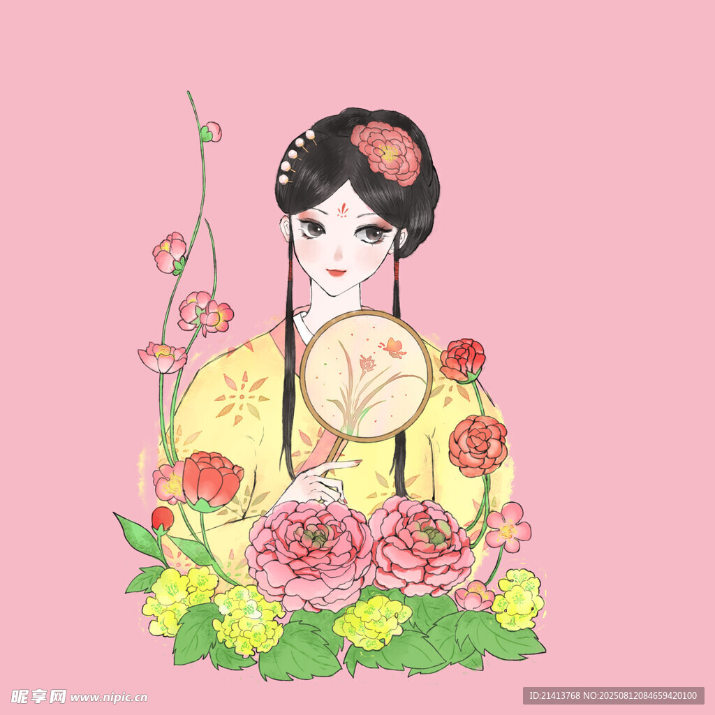 古典美人赏景图