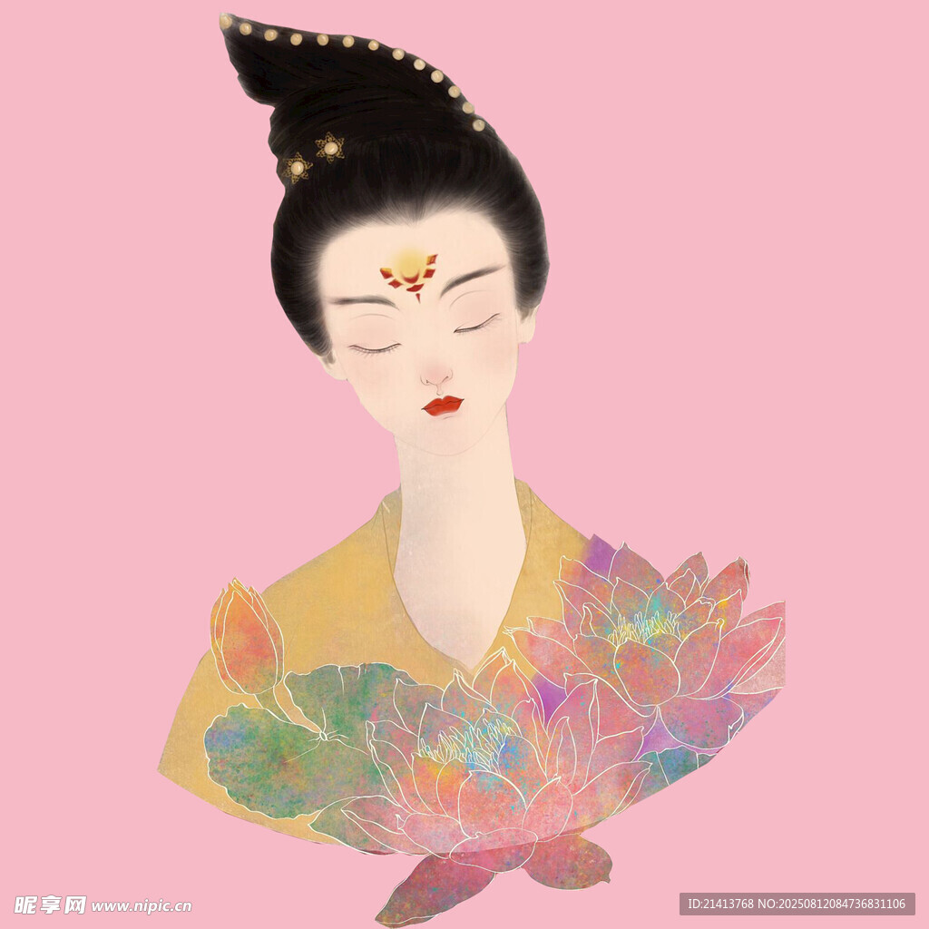 古风美人持彩扇