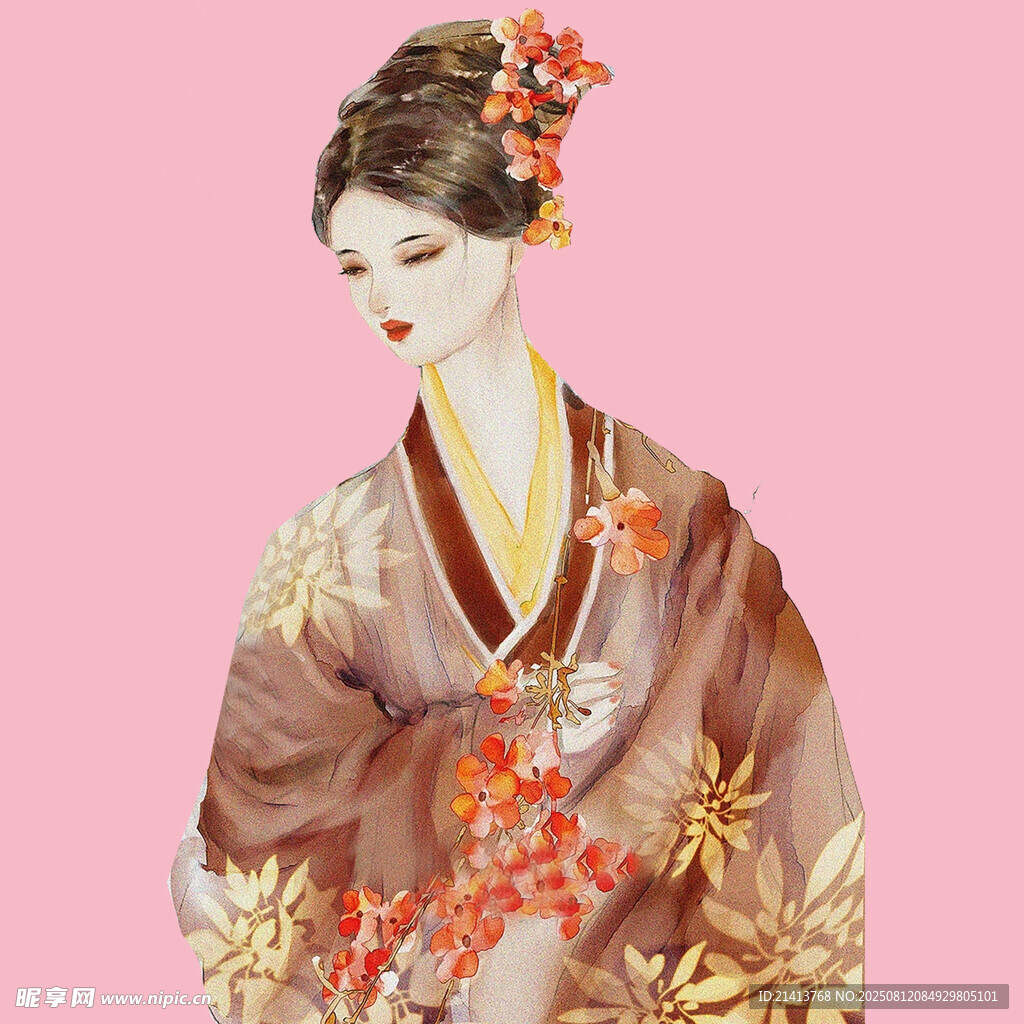 古风美人着华服簪花
