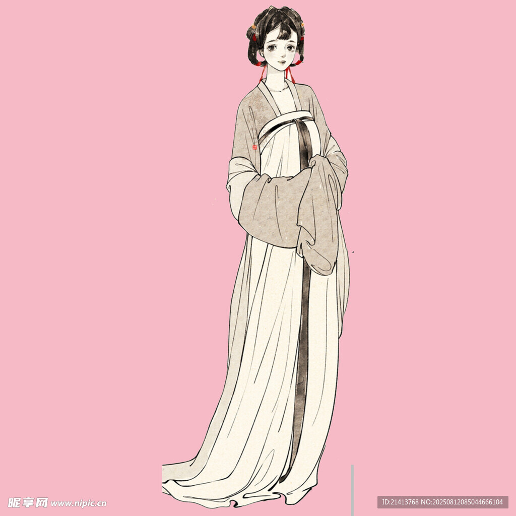古风汉服女子优雅立像