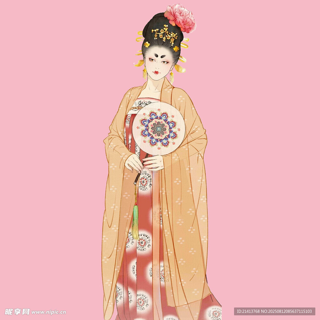 唐代仕女持扇图