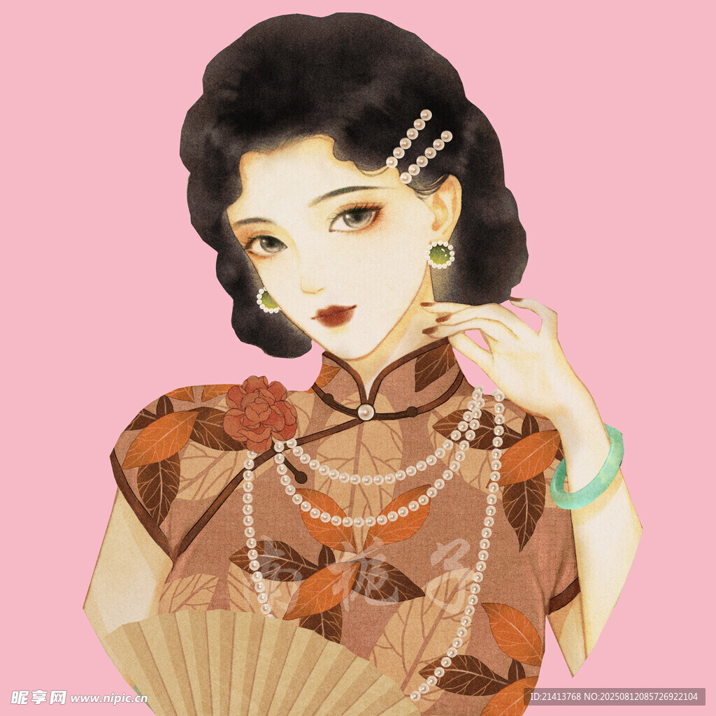 复古旗袍女子优雅风情