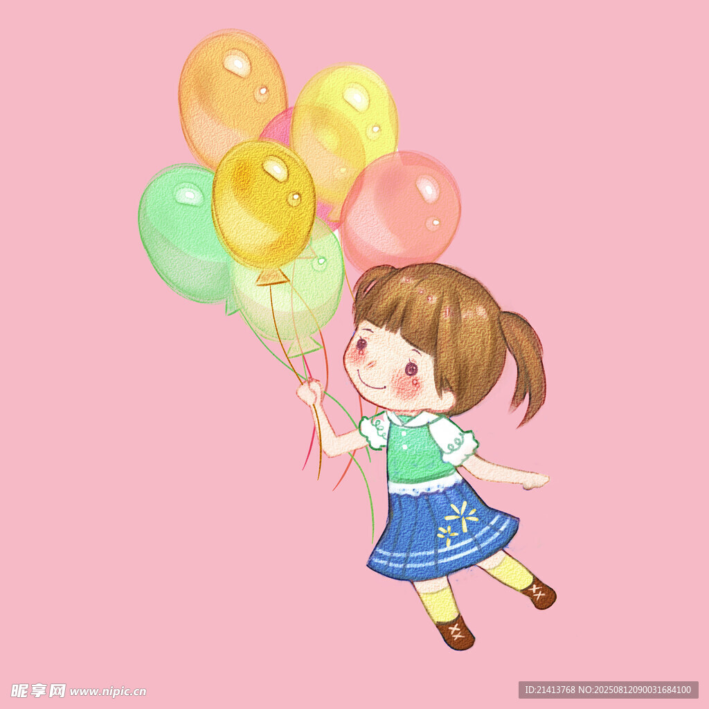 手持气球的可爱小女孩