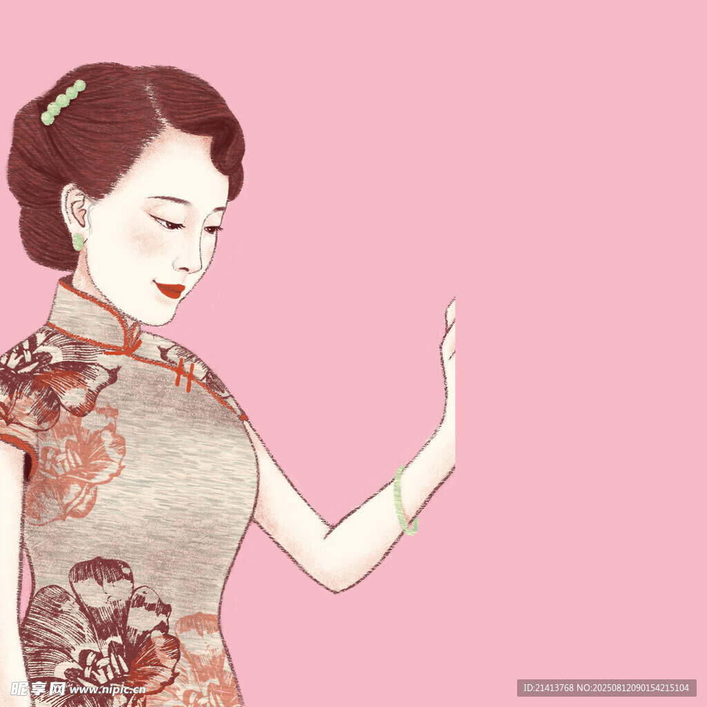 古典旗袍女子优雅姿态