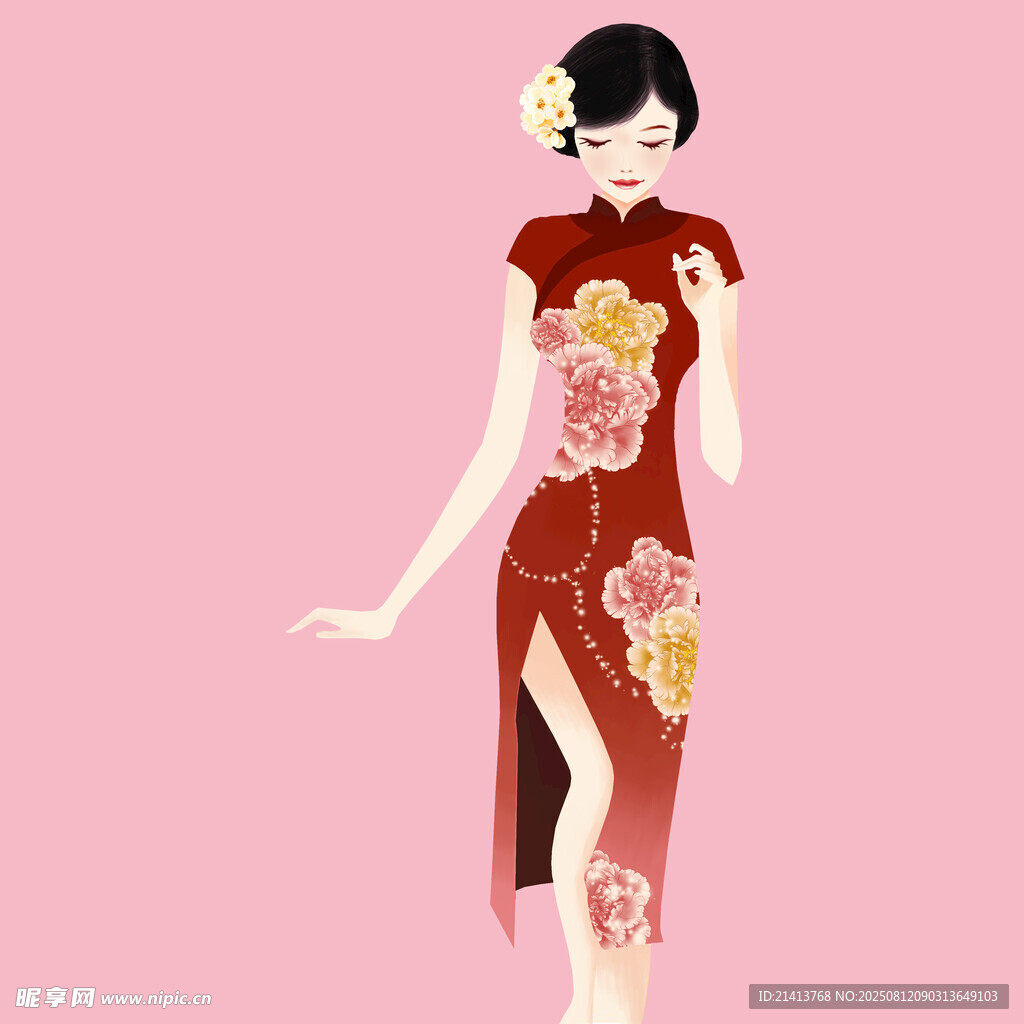 古典旗袍女子优雅身姿