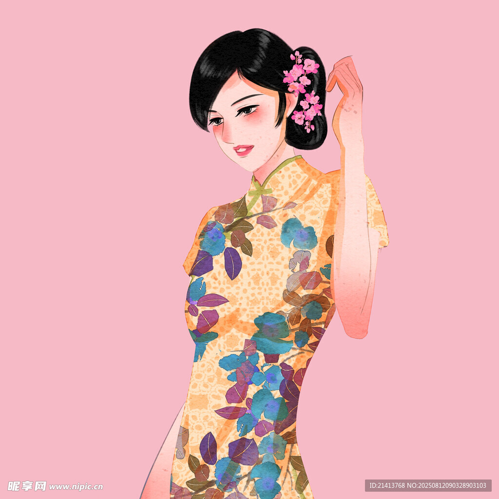 复古旗袍女子 优雅风姿
