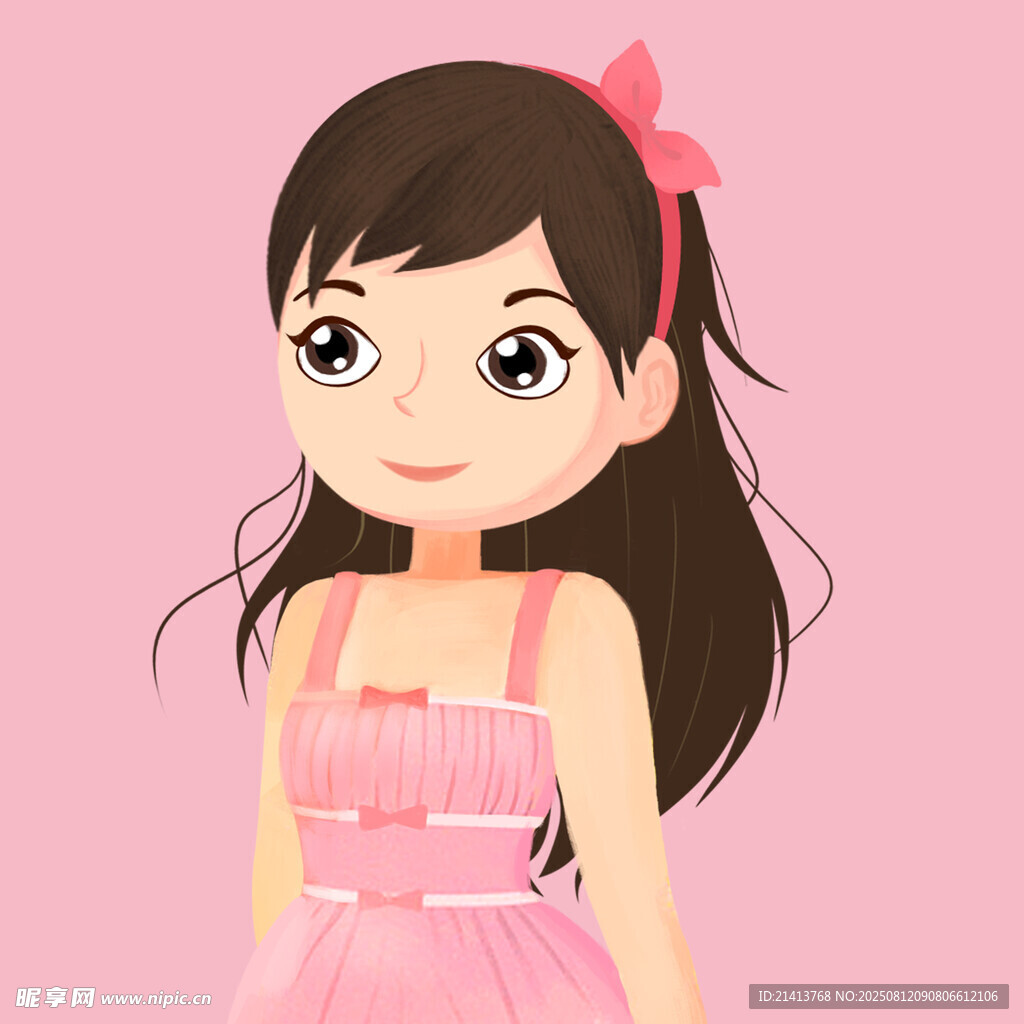 可爱粉色系卡通小女孩