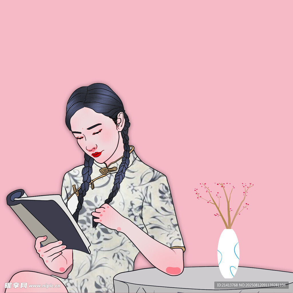 女子专注阅读美好瞬间