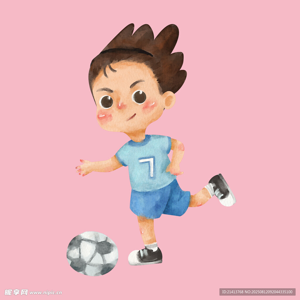 踢足球的可爱小男孩