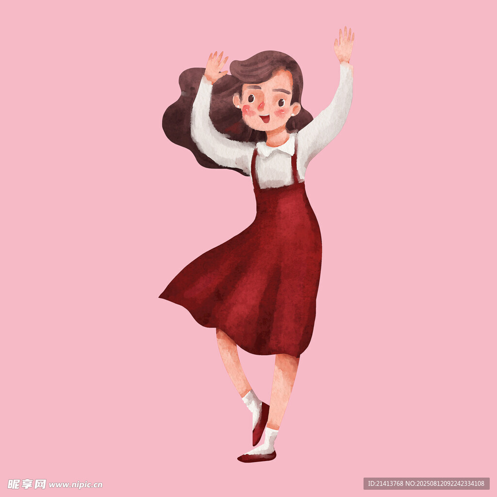 欢快起舞的青春少女