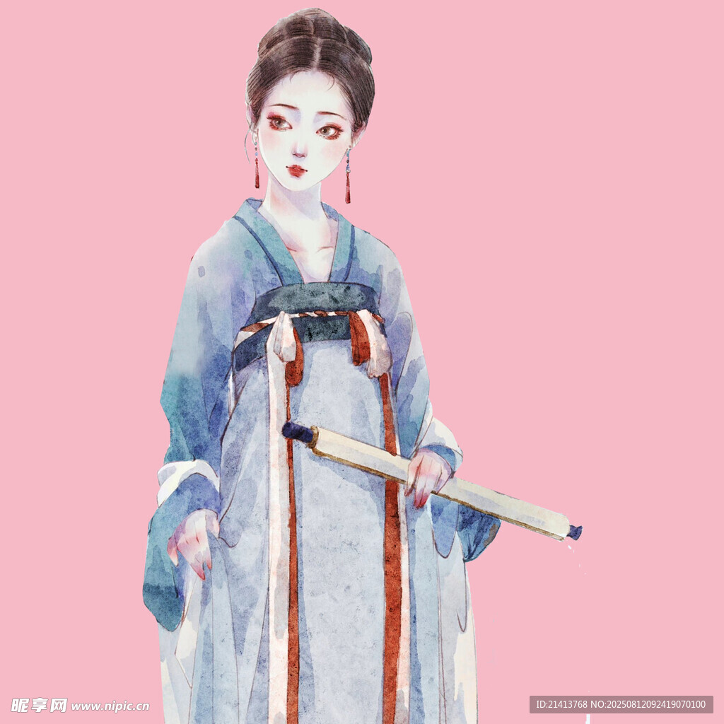 古风女子持笛优雅而立