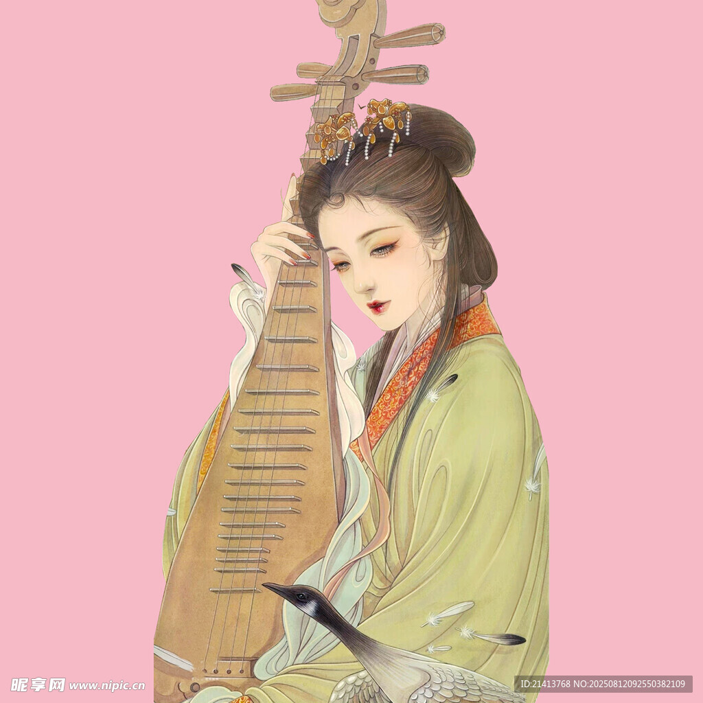 古风女子优雅弹奏琵琶