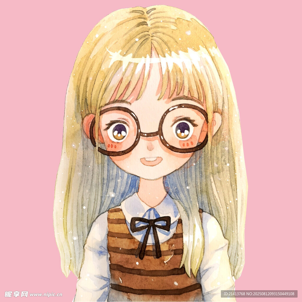 戴眼镜的金发可爱女孩