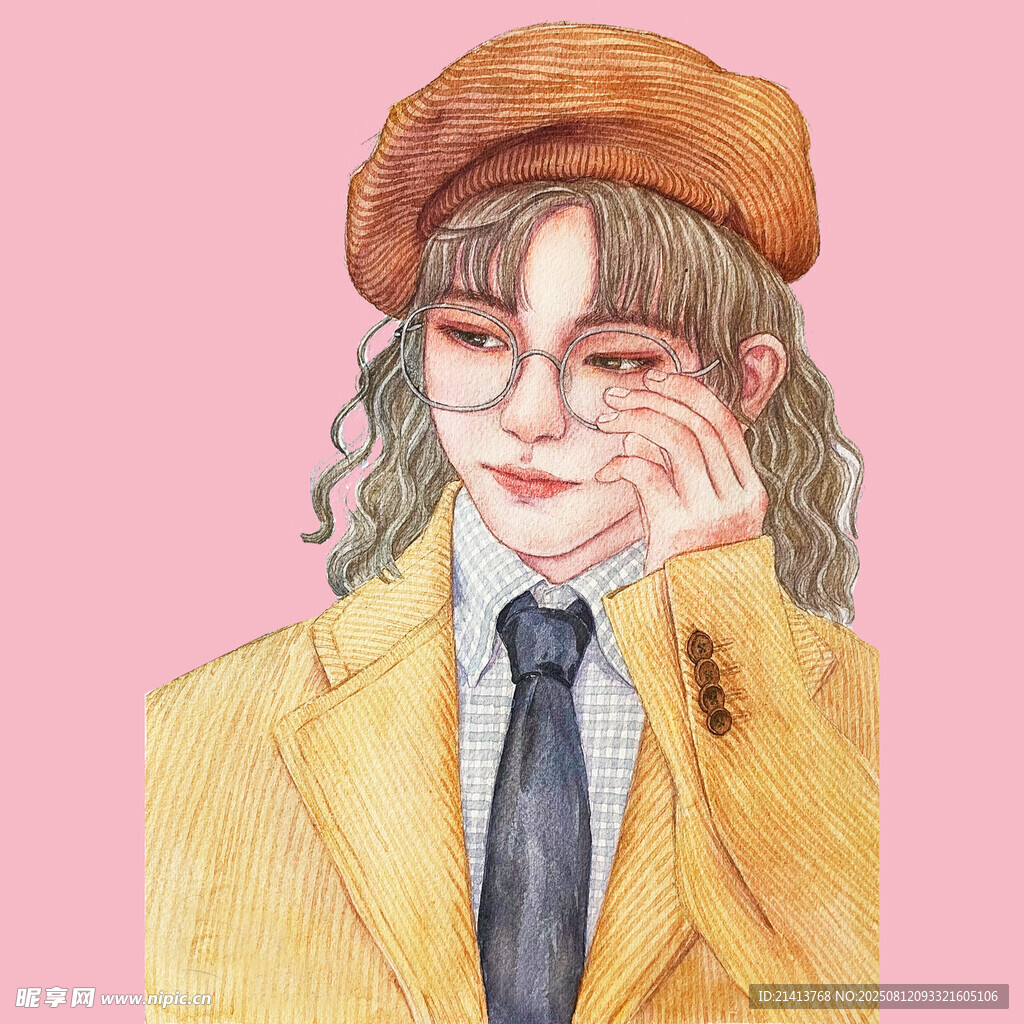 戴贝雷帽的时尚少女