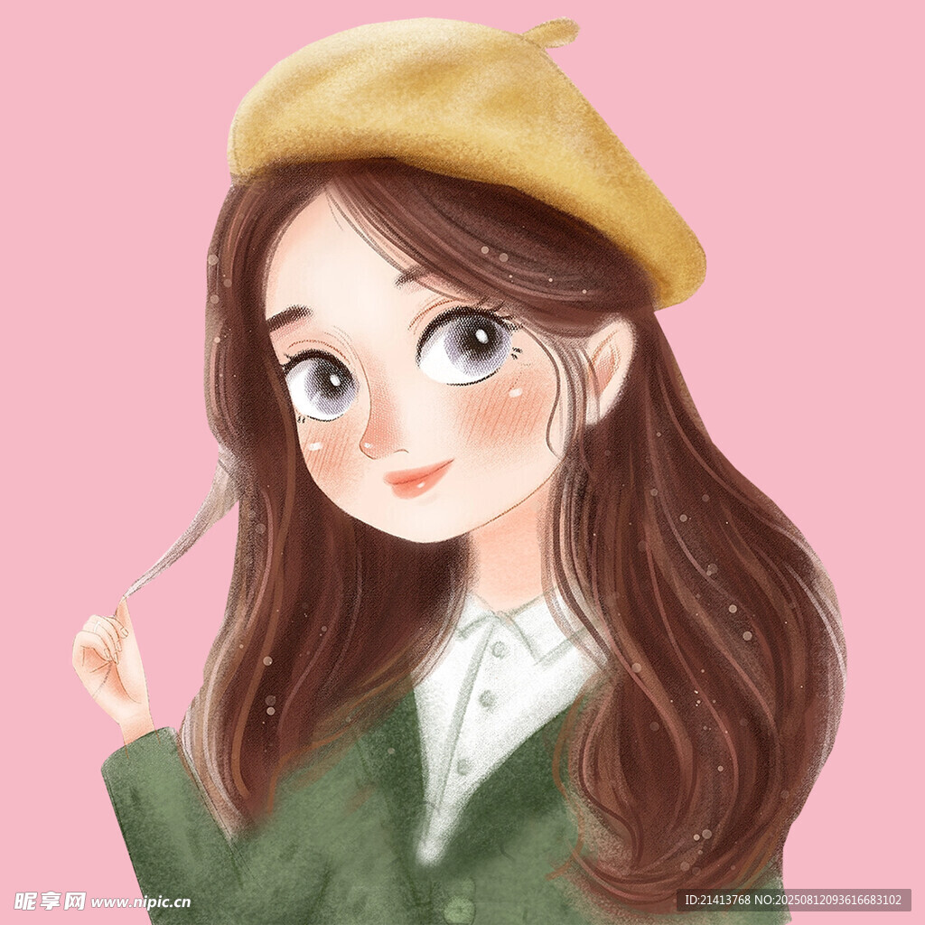 戴贝雷帽的甜美女孩