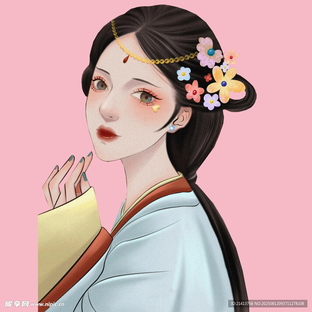 古风汉服女子优雅侧颜