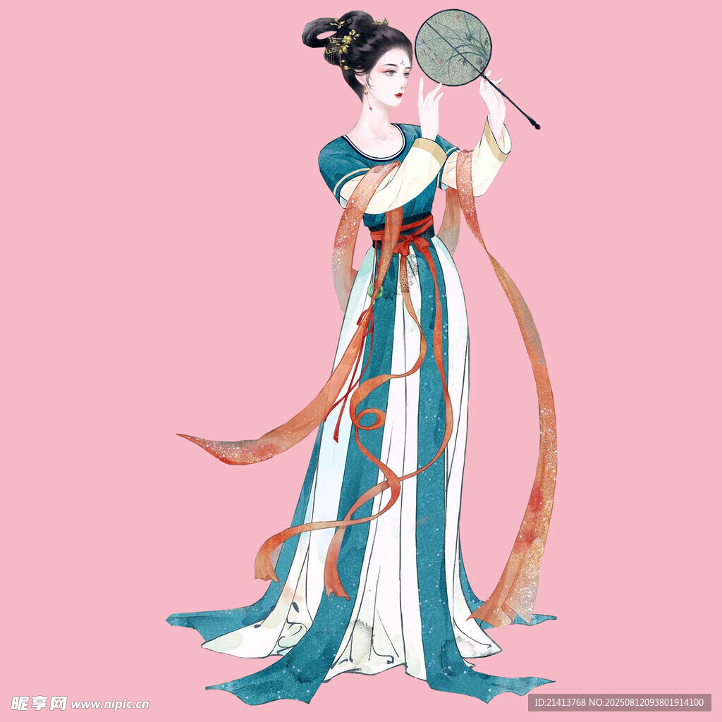 古风持扇古典美人形象