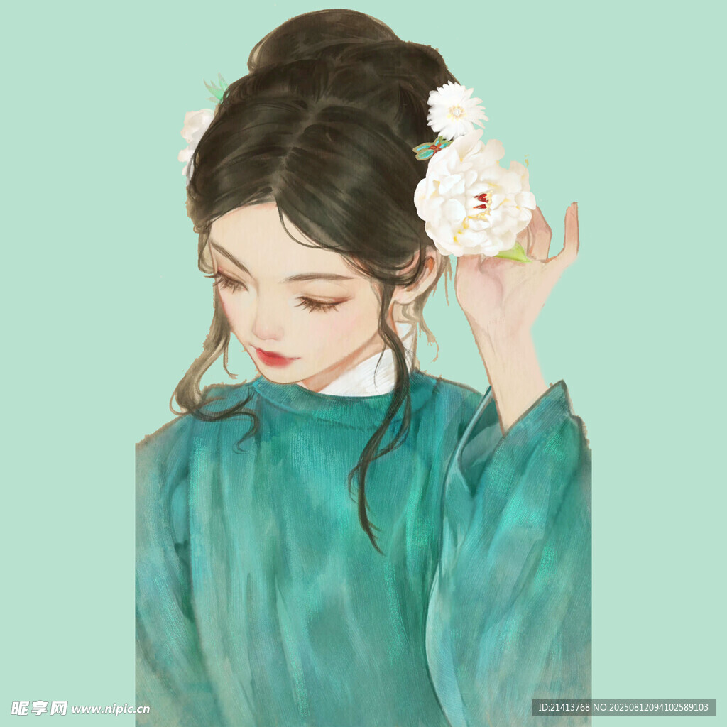古风女子簪花图