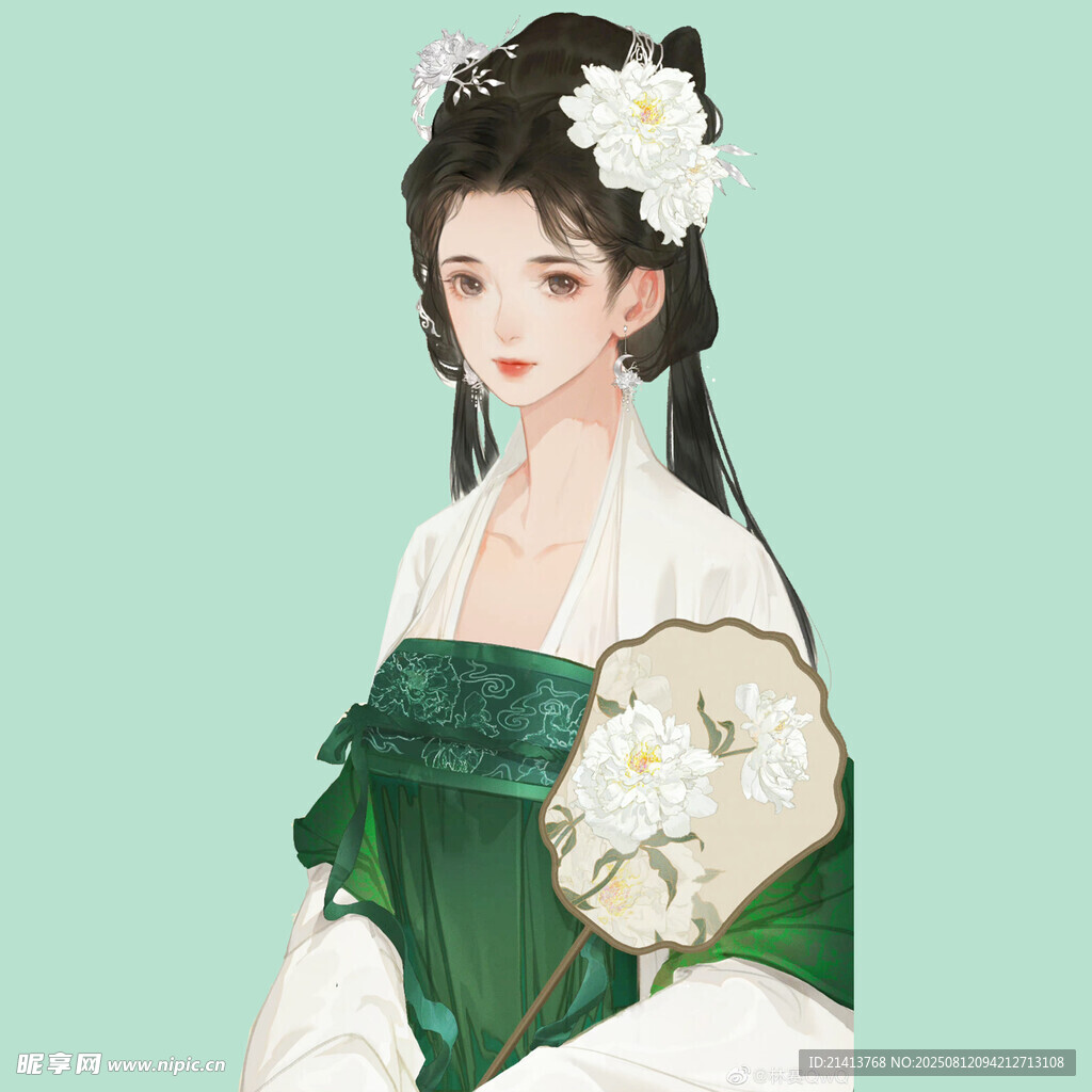 古风佳人持扇优雅扮相