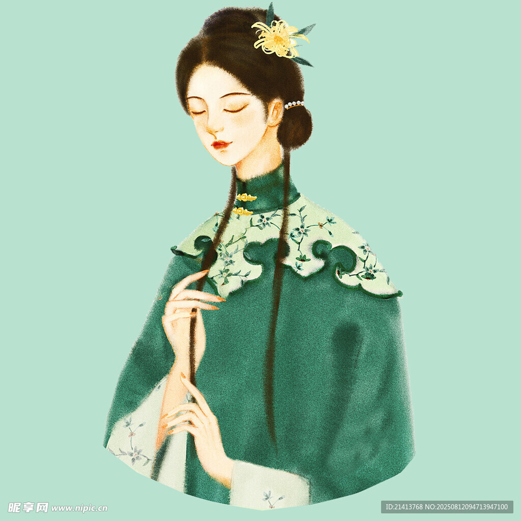 古典旗袍女子优雅姿态