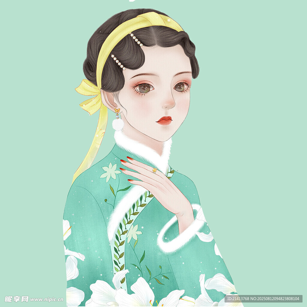 古风旗袍女子优雅姿态