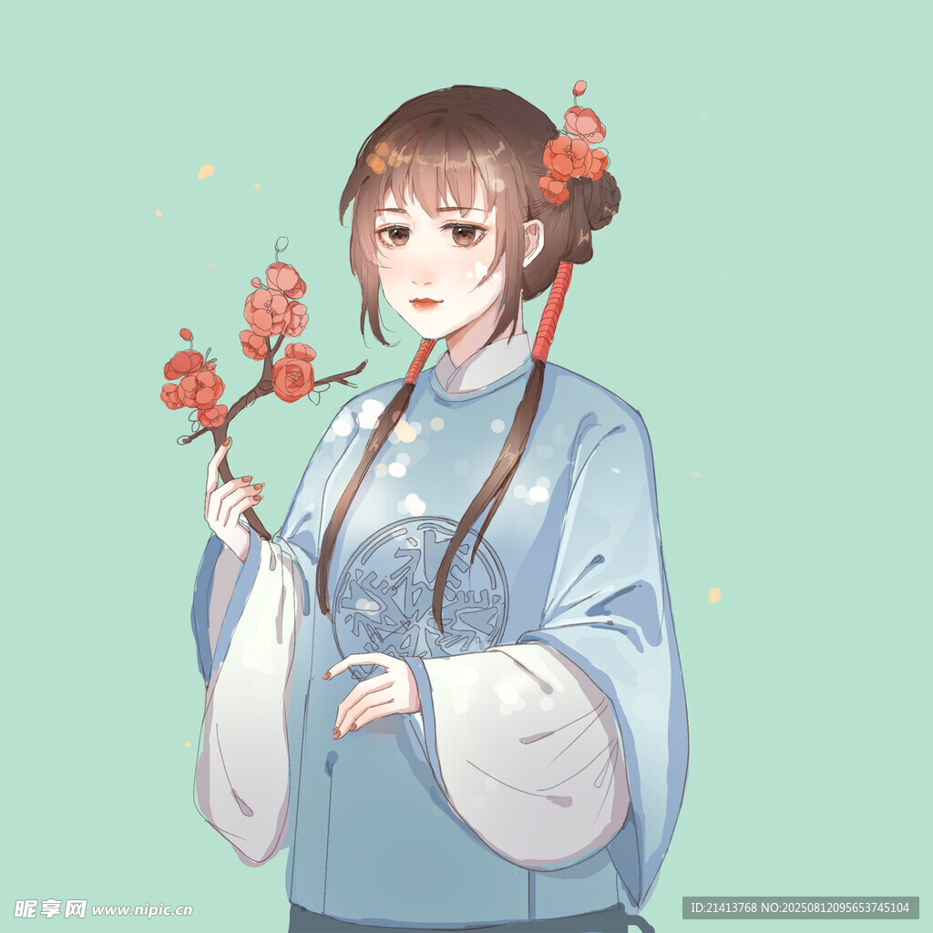 古风少女持花温婉动人