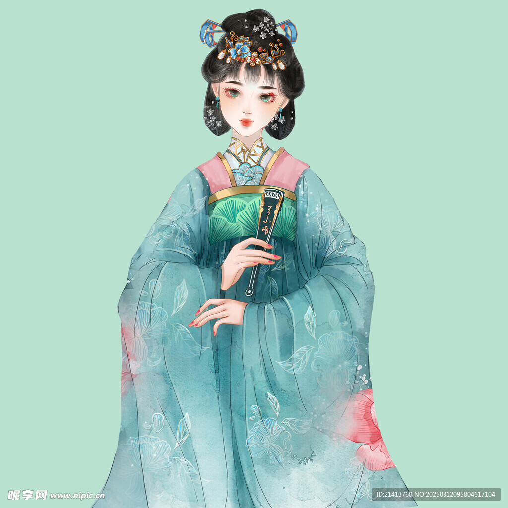 古风持扇古典美人形象