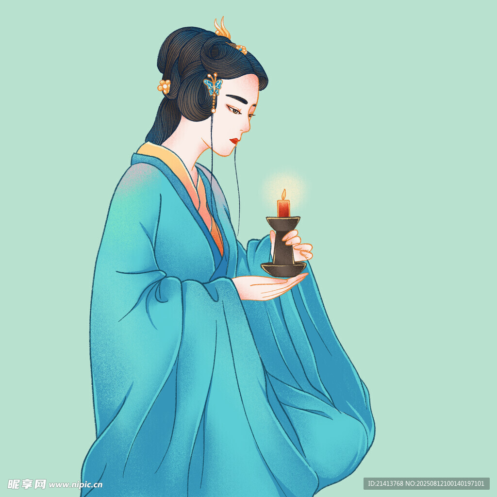 持烛古装女子优雅形象