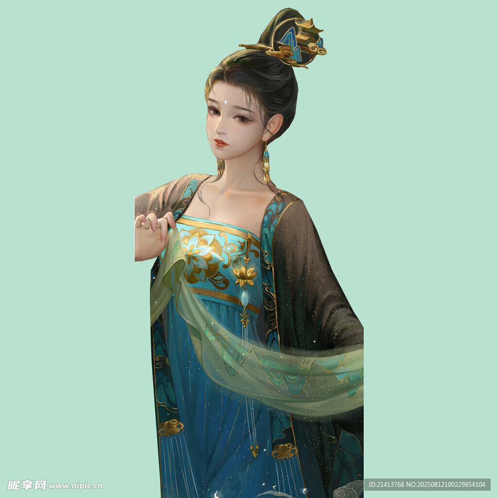 古典汉服女子优雅姿态