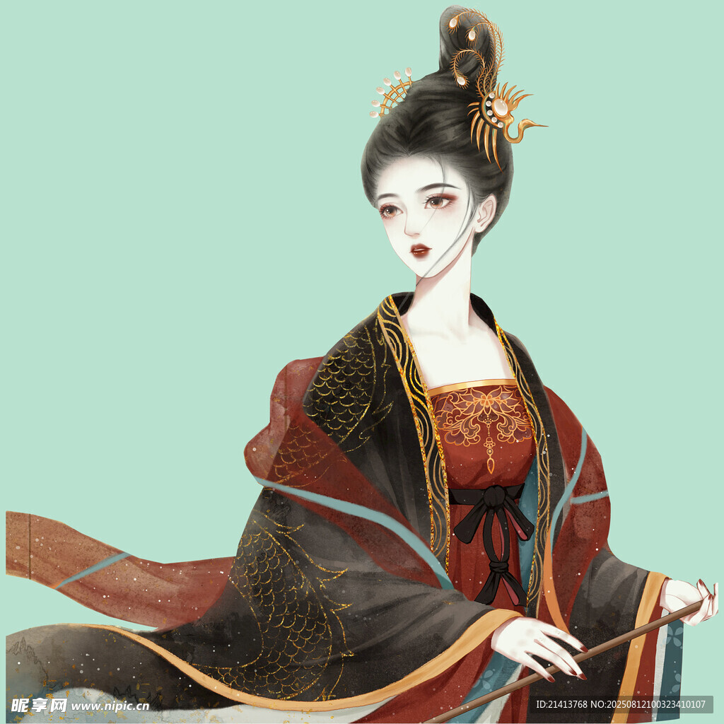 古风华服女子优雅端坐