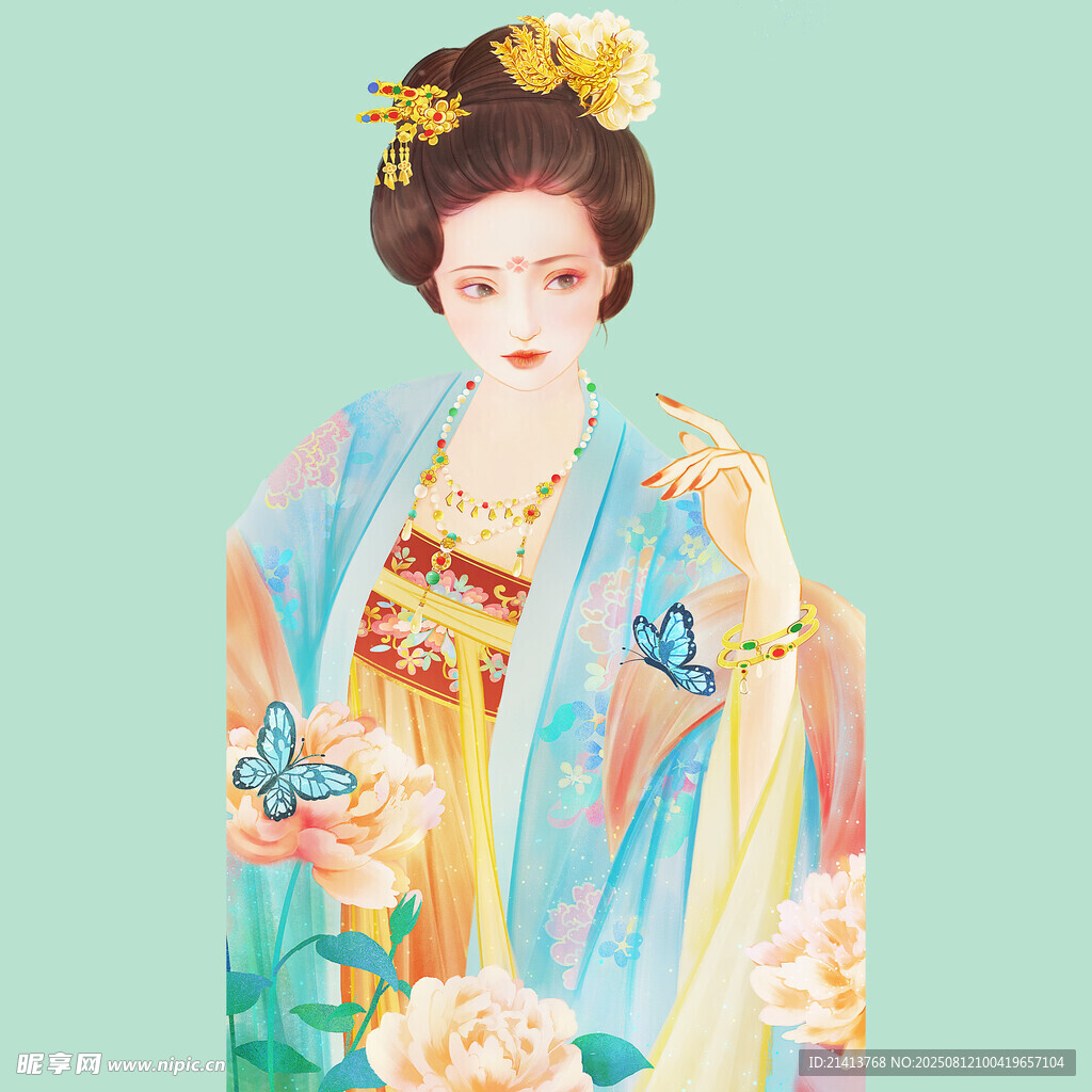 古风美人着华服绘精致妆容