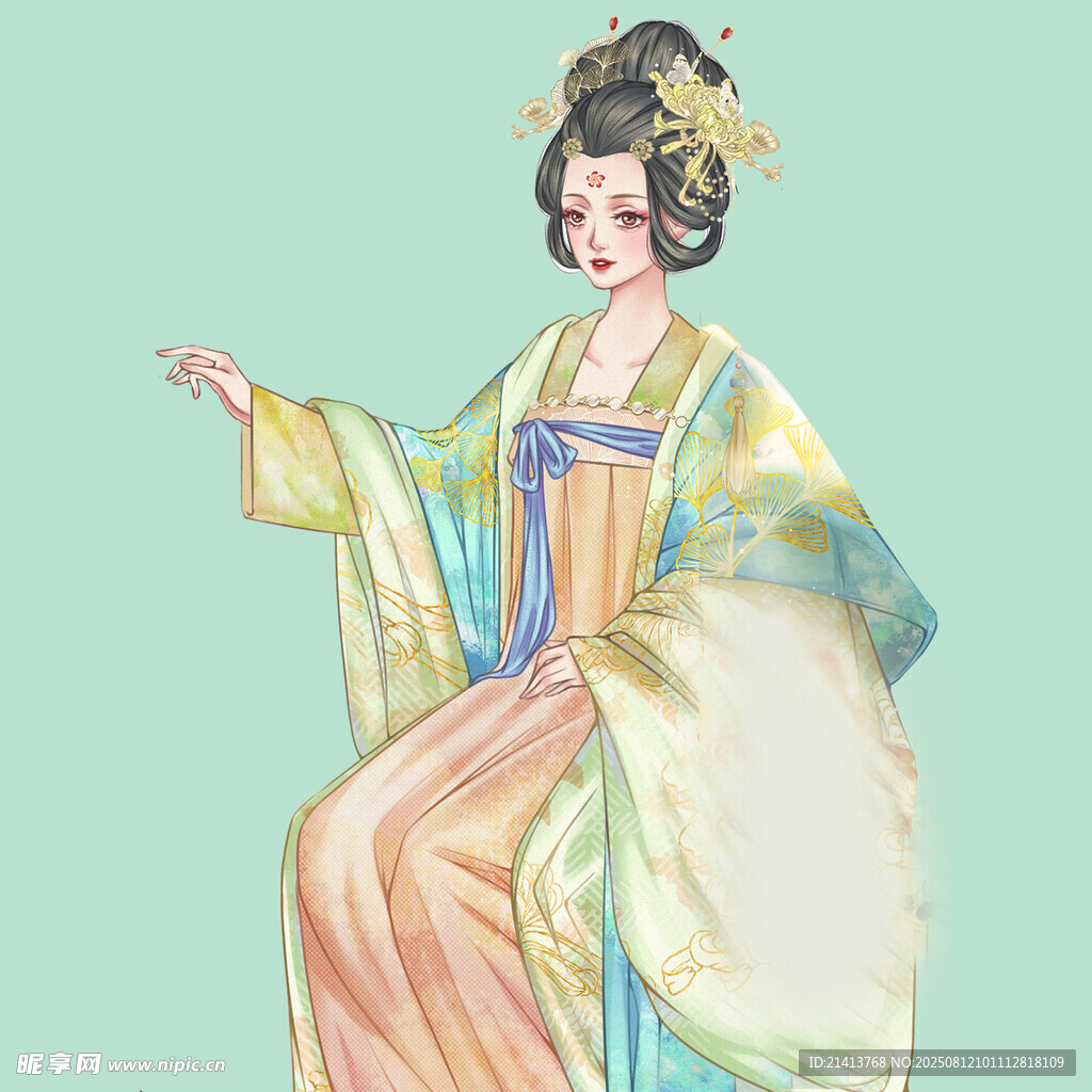 唐代佳人优雅坐姿图