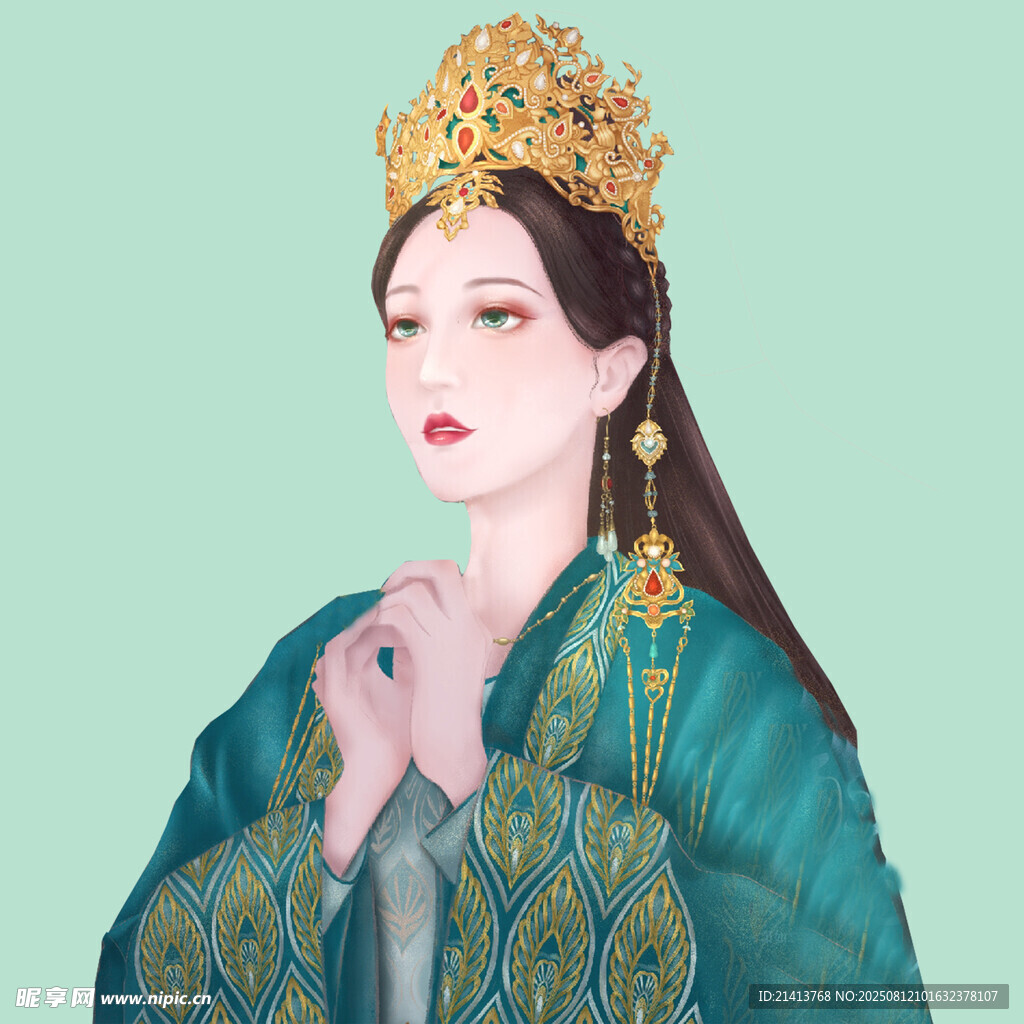 古风华服女子 头戴金冠